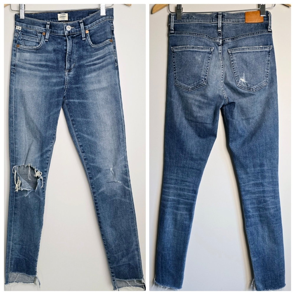 Citizens of Humanity Distressed Vintage Rocket High Skinny Sz 25 Blue Jeans